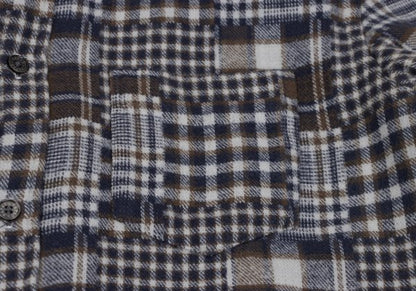 Papas Cotton Crazy Pattern BD Flannel Blue Brown Shirt Size M