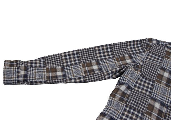 Papas Cotton Crazy Pattern BD Flannel Blue Brown Shirt Size M