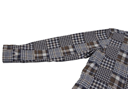 Papas Cotton Crazy Pattern BD Flannel Blue Brown Shirt Size M