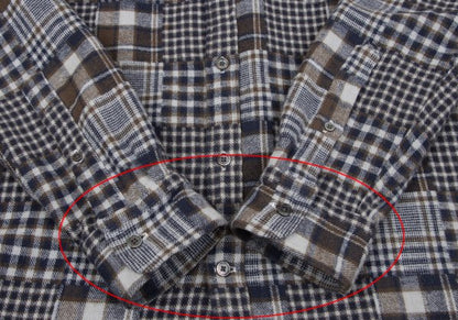 Papas Cotton Crazy Pattern BD Flannel Blue Brown Shirt Size M