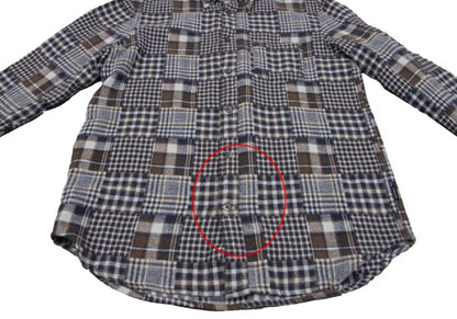 Papas Cotton Crazy Pattern BD Flannel Blue Brown Shirt Size M