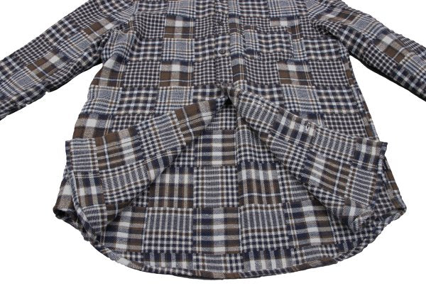 Papas Cotton Crazy Pattern BD Flannel Blue Brown Shirt Size M