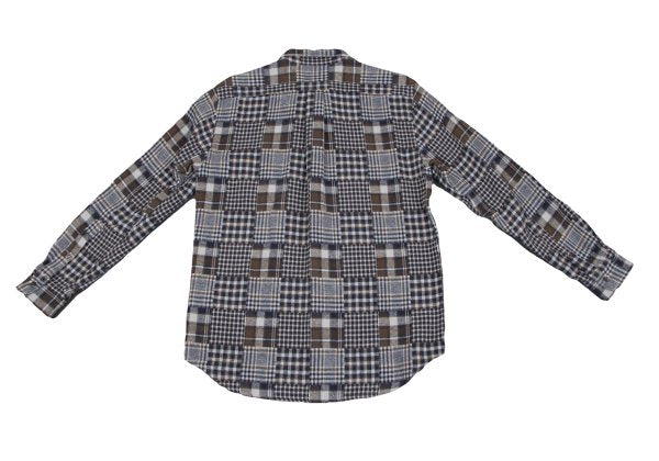 Papas Cotton Crazy Pattern BD Flannel Blue Brown Shirt Size M