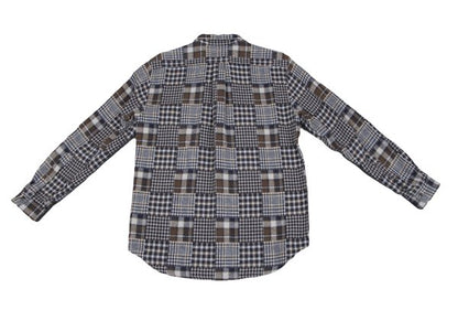Papas Cotton Crazy Pattern BD Flannel Blue Brown Shirt Size M