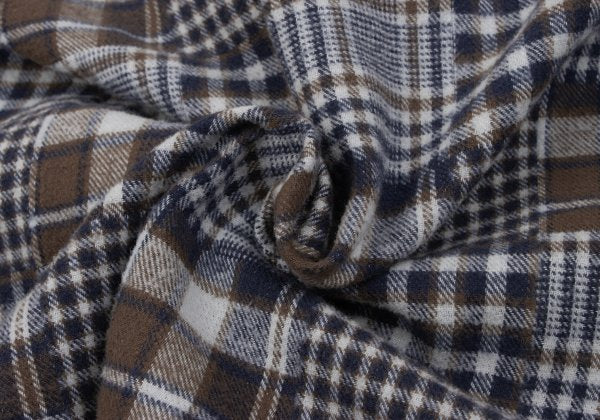 Papas Cotton Crazy Pattern BD Flannel Blue Brown Shirt Size M