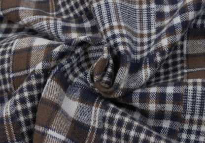 Papas Cotton Crazy Pattern BD Flannel Blue Brown Shirt Size M