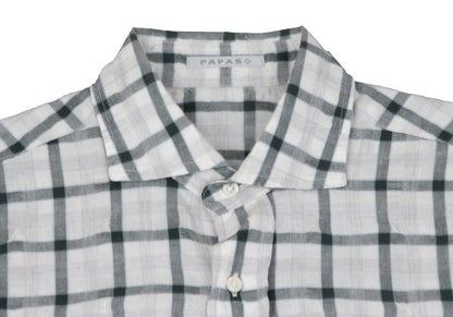 Papas Cotton Blend Wrinkle Check S/S Shirt Green Size M
