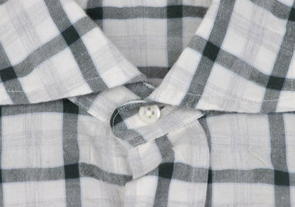 Papas Cotton Blend Wrinkle Check S/S Shirt Green Size M