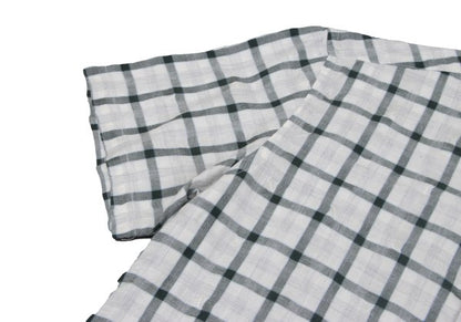 Papas Cotton Blend Wrinkle Check S/S Shirt Green Size M