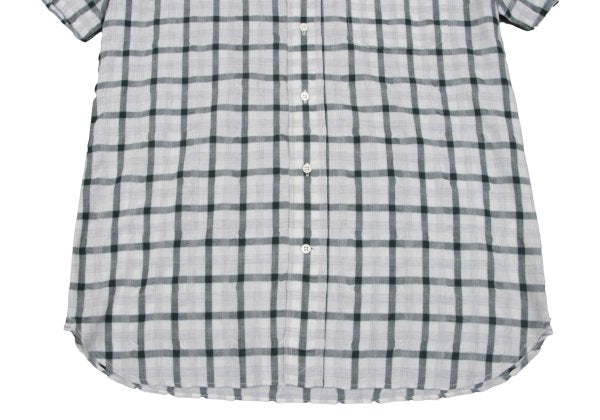 Papas Cotton Blend Wrinkle Check S/S Shirt Green Size M