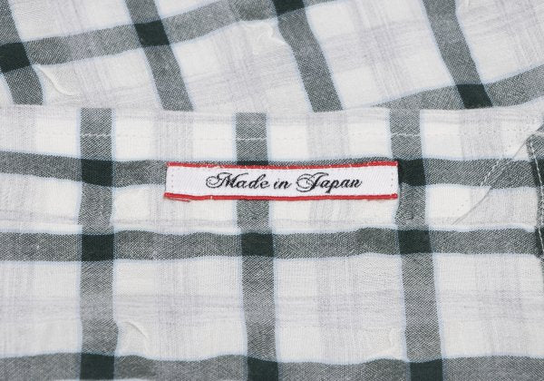 Papas Cotton Blend Wrinkle Check S/S Shirt Green Size M