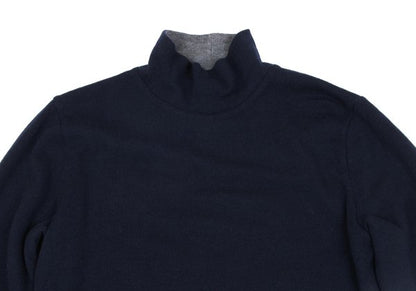 Papas Wool Reversible High Neck Knit Navy Gray Size M