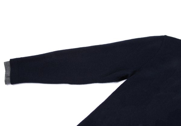 Papas Wool Reversible High Neck Knit Navy Gray Size M