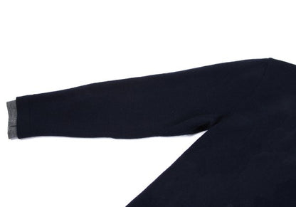 Papas Wool Reversible High Neck Knit Navy Gray Size M