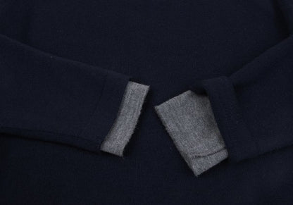 Papas Wool Reversible High Neck Knit Navy Gray Size M