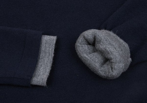 Papas Wool Reversible High Neck Knit Navy Gray Size M