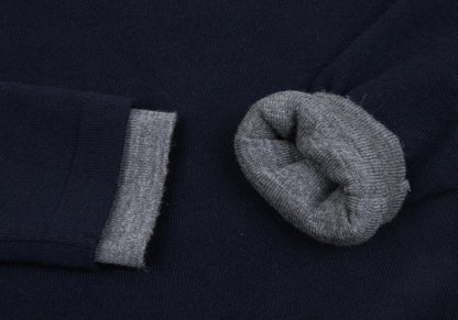 Papas Wool Reversible High Neck Knit Navy Gray Size M