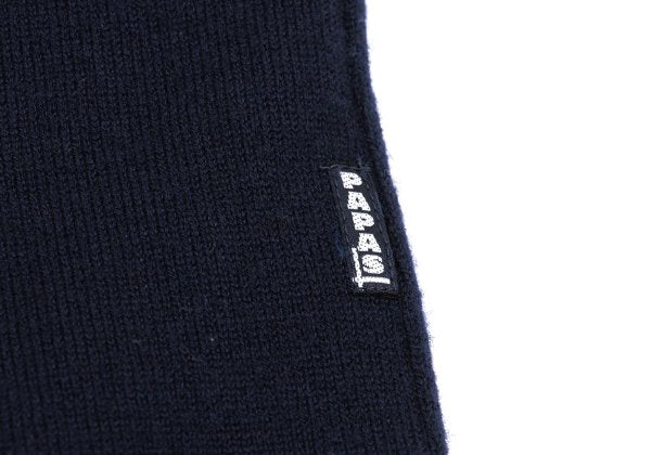 Papas Wool Reversible High Neck Knit Navy Gray Size M