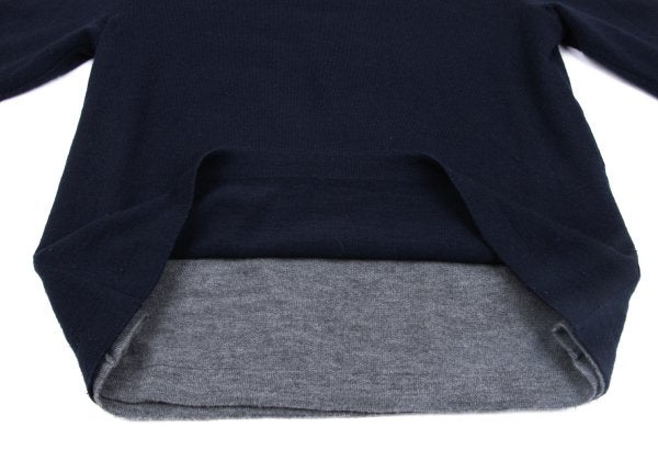 Papas Wool Reversible High Neck Knit Navy Gray Size M