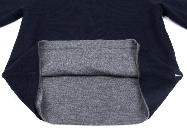 Papas Wool Reversible High Neck Knit Navy Gray Size M
