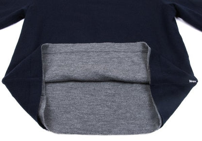 Papas Wool Reversible High Neck Knit Navy Gray Size M