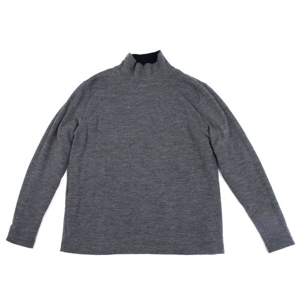 Papas Wool Reversible High Neck Knit Navy Gray Size M