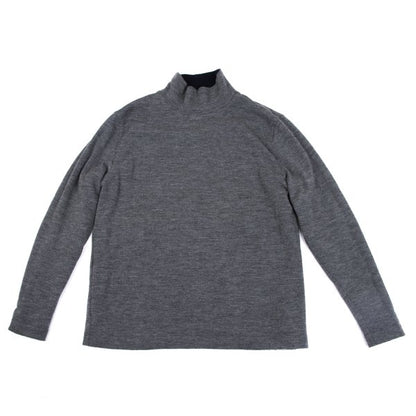 Papas Wool Reversible High Neck Knit Navy Gray Size M