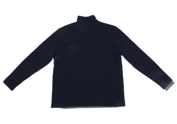 Papas Wool Reversible High Neck Knit Navy Gray Size M