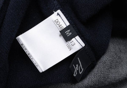 Papas Wool Reversible High Neck Knit Navy Gray Size M