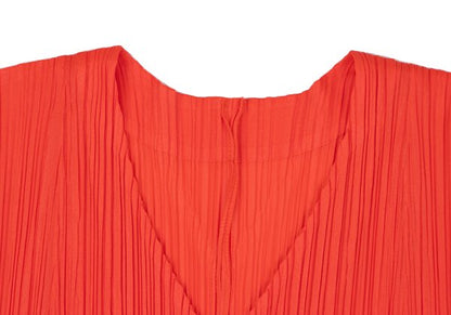 PLEATS PLEASE Pleated V-Neck Cardigan Red Size 4