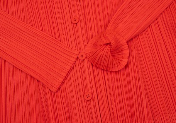 PLEATS PLEASE Pleated V-Neck Cardigan Red Size 4