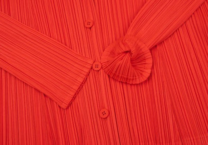 PLEATS PLEASE Pleated V-Neck Cardigan Red Size 4
