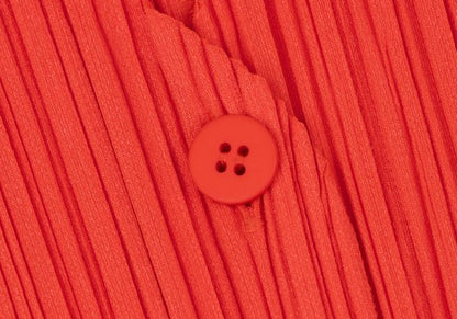 PLEATS PLEASE Pleated V-Neck Cardigan Red Size 4