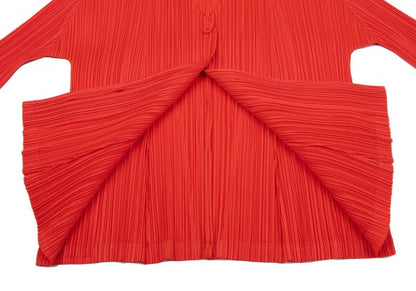 PLEATS PLEASE Pleated V-Neck Cardigan Red Size 4
