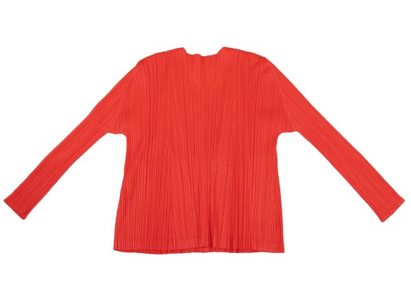 PLEATS PLEASE Pleated V-Neck Cardigan Red Size 4