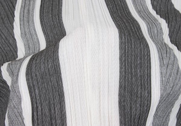 PLEATS PLEASE Poly-Cotton Stripe V-Neck Dress White Size 4