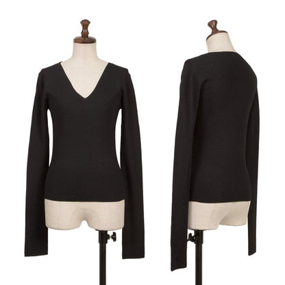 Y's U U-Neck Knit Top Black Size 3