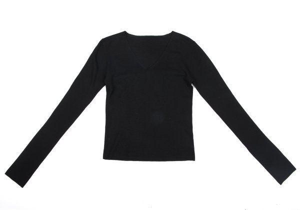 Y's U U-Neck Knit Top Black Size 3