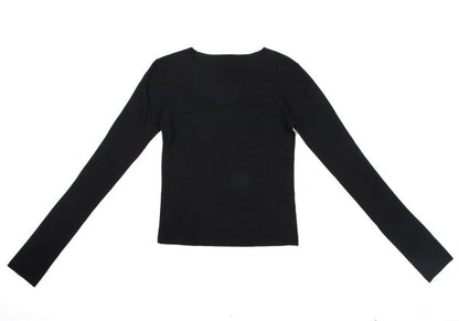 Y's U U-Neck Knit Top Black Size 3