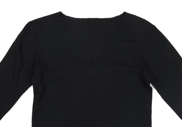 Y's U U-Neck Knit Top Black Size 3