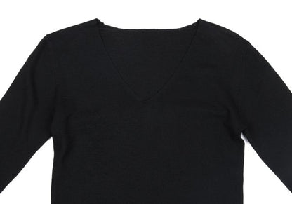 Y's U U-Neck Knit Top Black Size 3