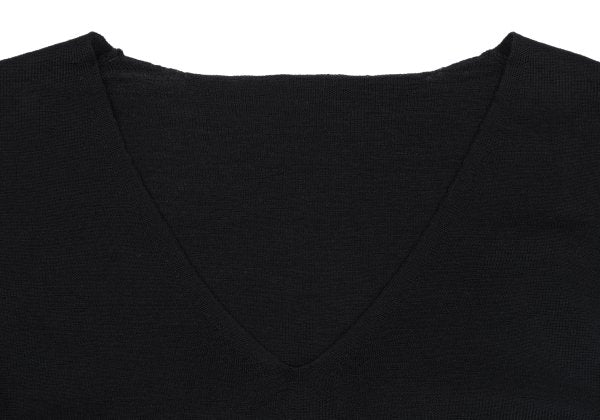Y's U U-Neck Knit Top Black Size 3