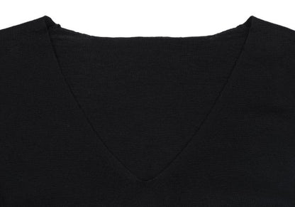 Y's U U-Neck Knit Top Black Size 3