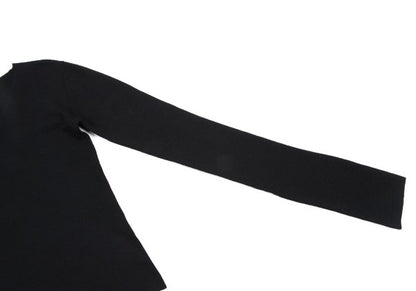 Y's U U-Neck Knit Top Black Size 3