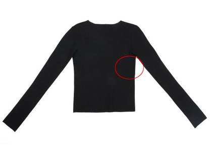 Y's U U-Neck Knit Top Black Size 3