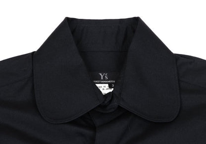 Y's Navy Cotton Round Collar Button-Up Shirt Size 3