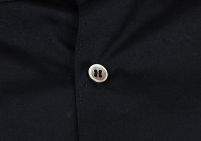 Y's Navy Cotton Round Collar Button-Up Shirt Size 3