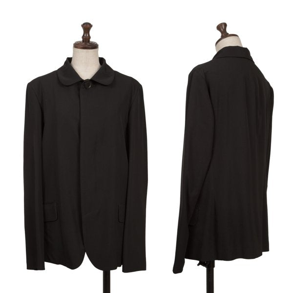 Y's Black Summer Wool Fly-Front Round Collar Jacket Size 3