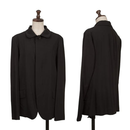 Y's Black Summer Wool Fly-Front Round Collar Jacket Size 3