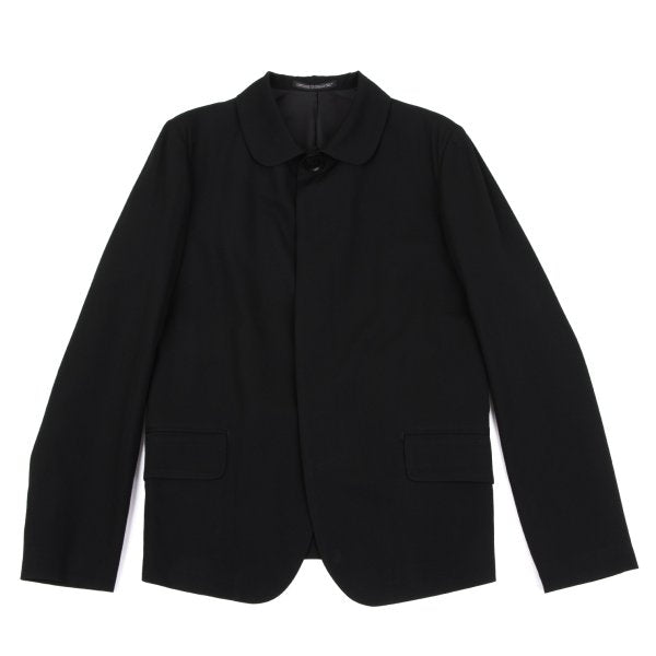 Y's Black Summer Wool Fly-Front Round Collar Jacket Size 3